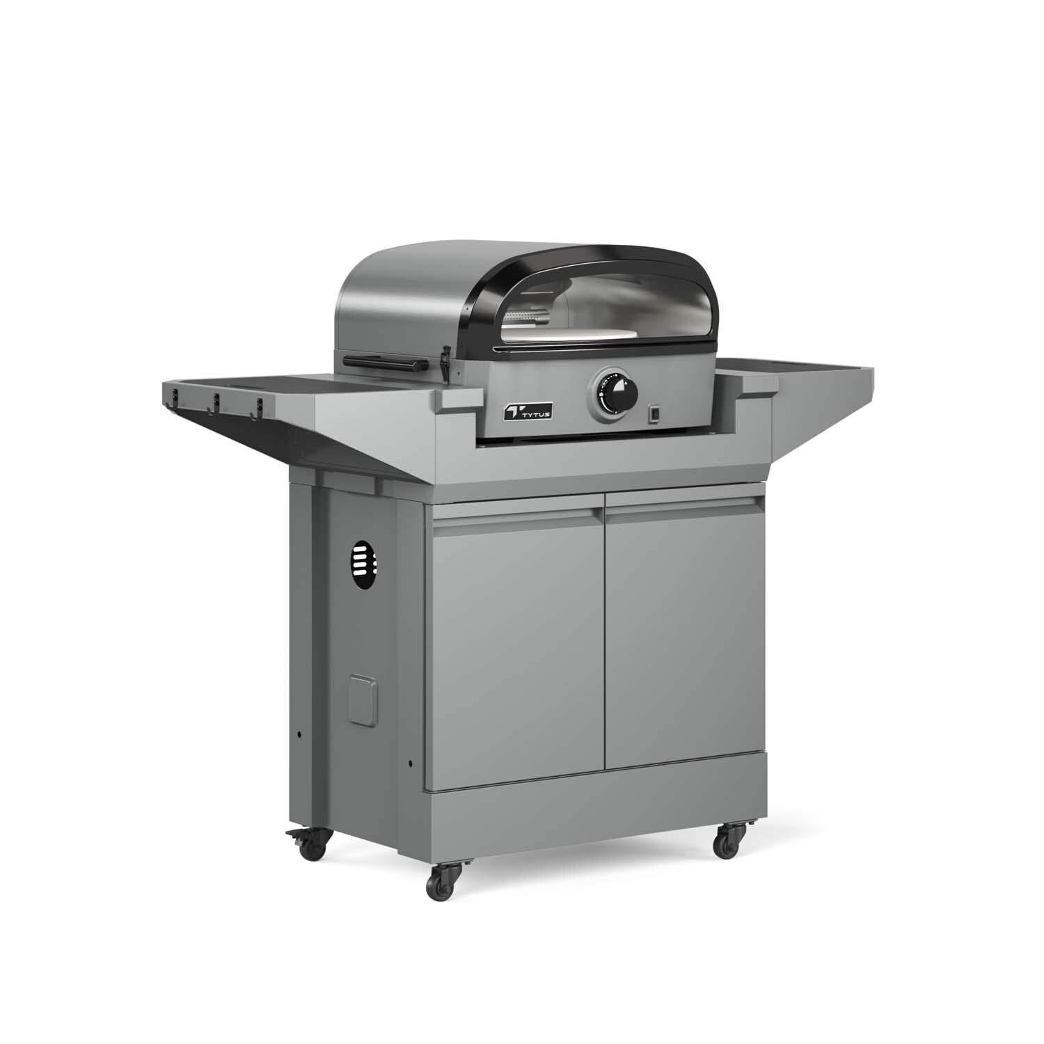 TYTUS TDT-CRT-GPZA Emberwood Propane Pizza Oven and Prep Cart - Right Angled View - White Background thumbnail