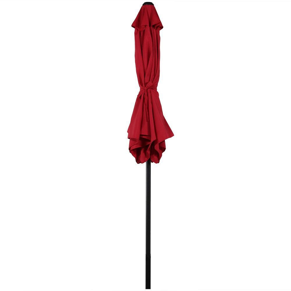 Ultimate Patio 7.5 Ft. Octagonal Aluminum Patio Umbrella W/ Crank & Tilt - Red - Closed thumbnail