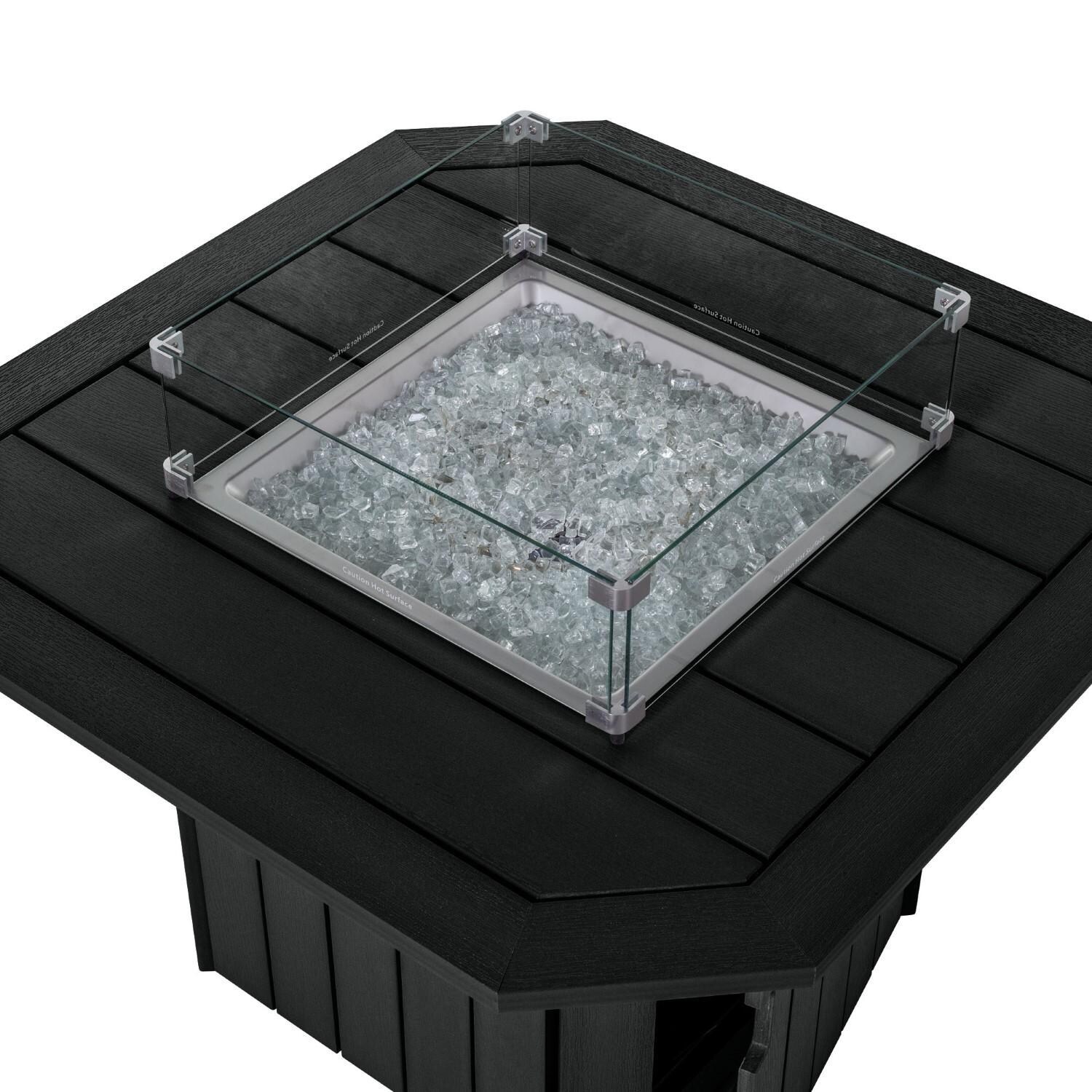 Harborview Octagonal Fire Pit Table in Black by Lakeview Outdoor Designs - Top View - White Background thumbnail