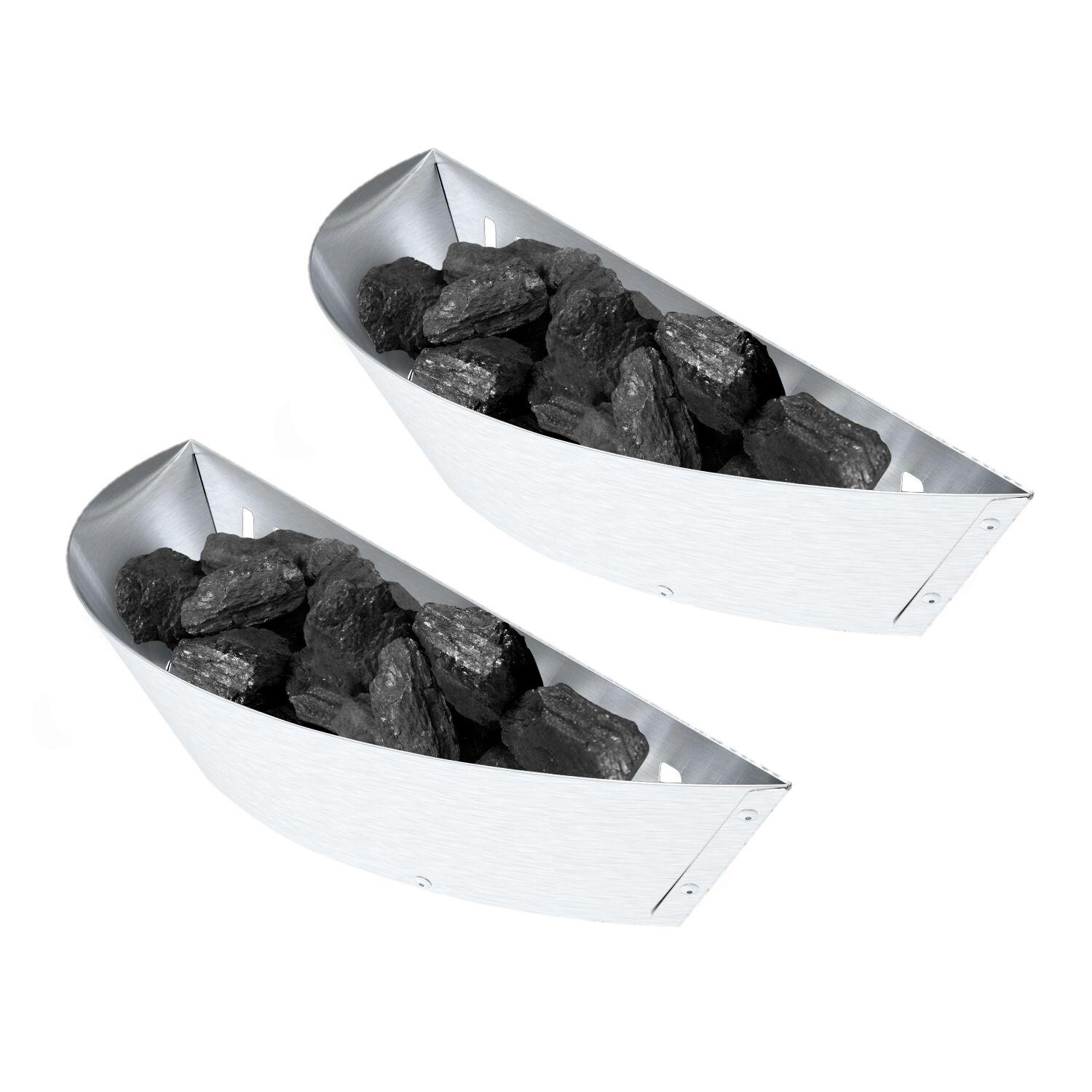 Broil King 13565 2 Pc Stainless Steel Charcoal Basket Set - Filled w/ Charcoal - White Background thumbnail