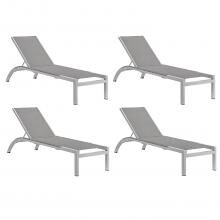 Argento 4 Piece Aluminum Patio Chaise Lounge Set W/ Wicker Side Rails By Oxford Garden - Titanium Sling