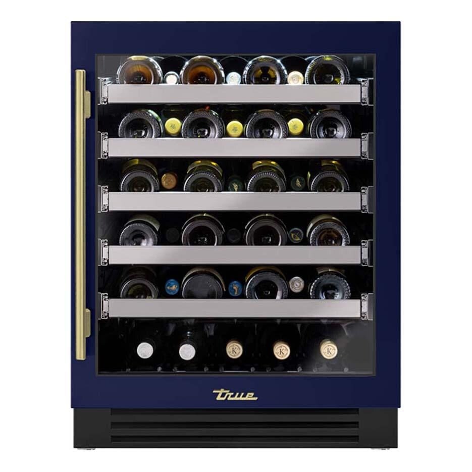 True ADA Height 24 Inch 40 Bottle Right Hinge Glass Door Outdoor Wine Cabinet - Cobalt w/ Brass Handle - TUWADA-24-RG-A~078-H01
