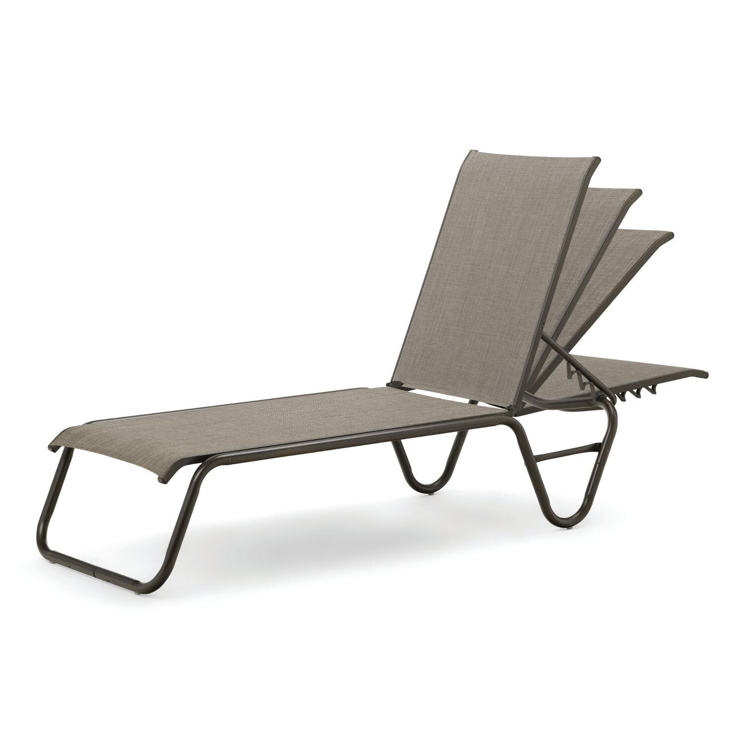 Gardenella Sling Four-Position Lay Flat Stacking Armless Chaise - Back Positions - Textured Aged Bronze/Mocha thumbnail