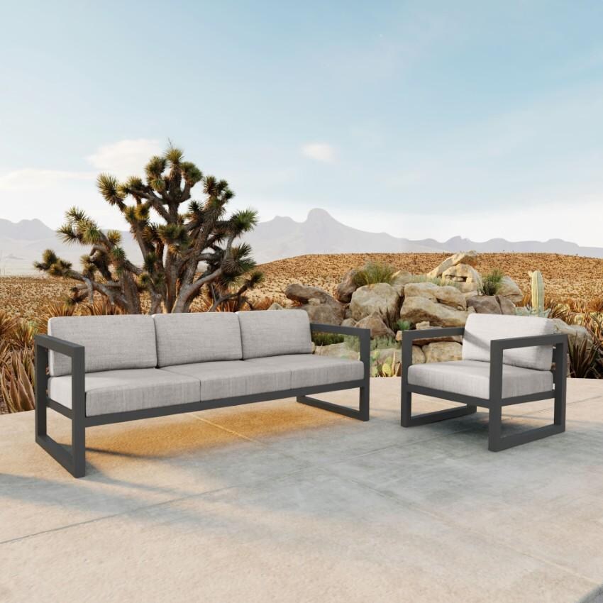Misty Cove 2 Piece Seating Set In Slate w/Cast Silver Cushions by Lakeview - On the Patio - Lifestyle thumbnail