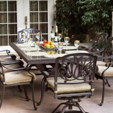 Darlee Elisabeth 9 Piece Cast Aluminum Patio Dining Set With Granite Top Table - Brown Granite Tile image