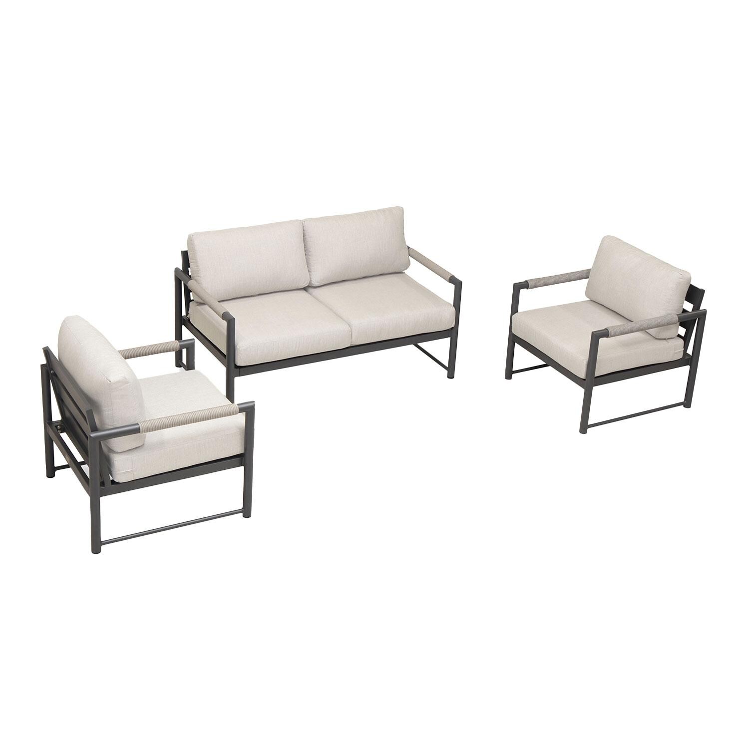 Lakeview AVEBAY-SL-PG-SET120-CS Avenue Bay Slate/Pebble Gray 3 Pc Loveseat Set - Cast Silver - Overhead View - White Background thumbnail