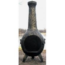 The Blue Rooster Orchid Style Cast Aluminum Chiminea With Natural Gas Conversion Kit - Gold Accent image