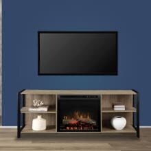Dimplex - GDS23L8-1905TU - Asher 65-Inch Media Console Electric Fireplace - Logs - Tudor Oak