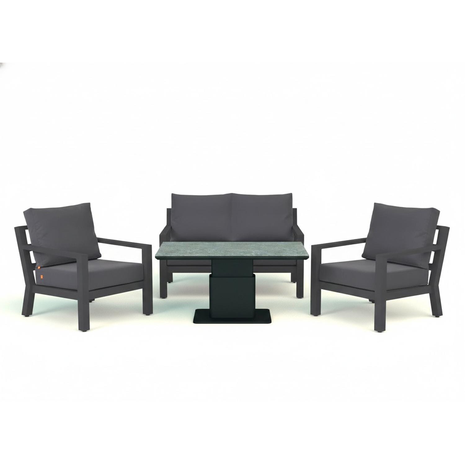 Timber 4 Pc Aluminum Seating Set in Lava / Natte Charcoal - Set - White Background thumbnail