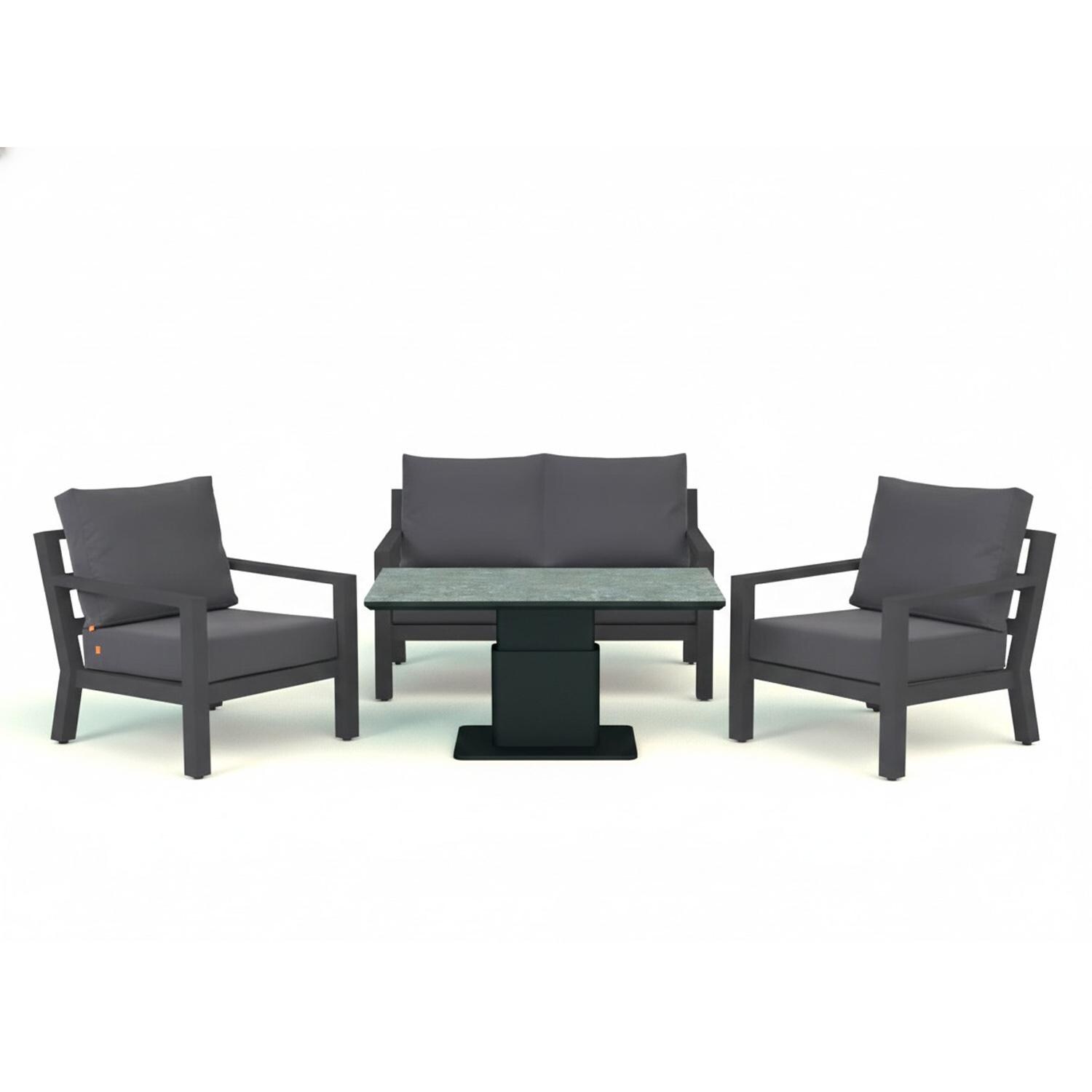 Timber 4 Pc Aluminum Seating Set in Lava / Natte Charcoal - Set - White Background thumbnail