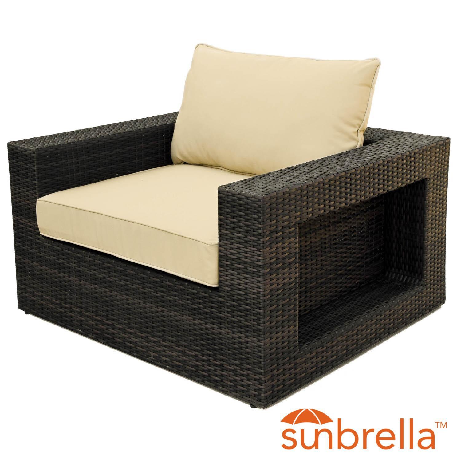 Gentilly Wicker Patio Club Chair W/ Sunbrella Antique Beige Cushions By Lakeview Outdoor Designs