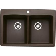 Blanco Diamond 33 X 22 Equal Double Bowl Silgranit II Dual Mount Sink - Cafe Brown - 440218 image