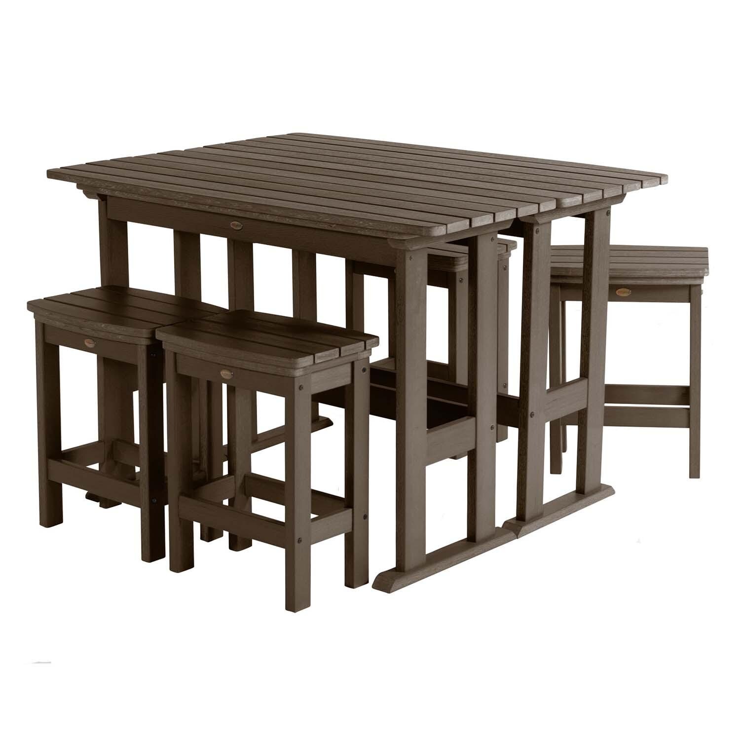 Hart Lane 6 Pc Recycled Plastic Counter Height Dining Set in Weathered Acorn By Lakeview - White Background thumbnail