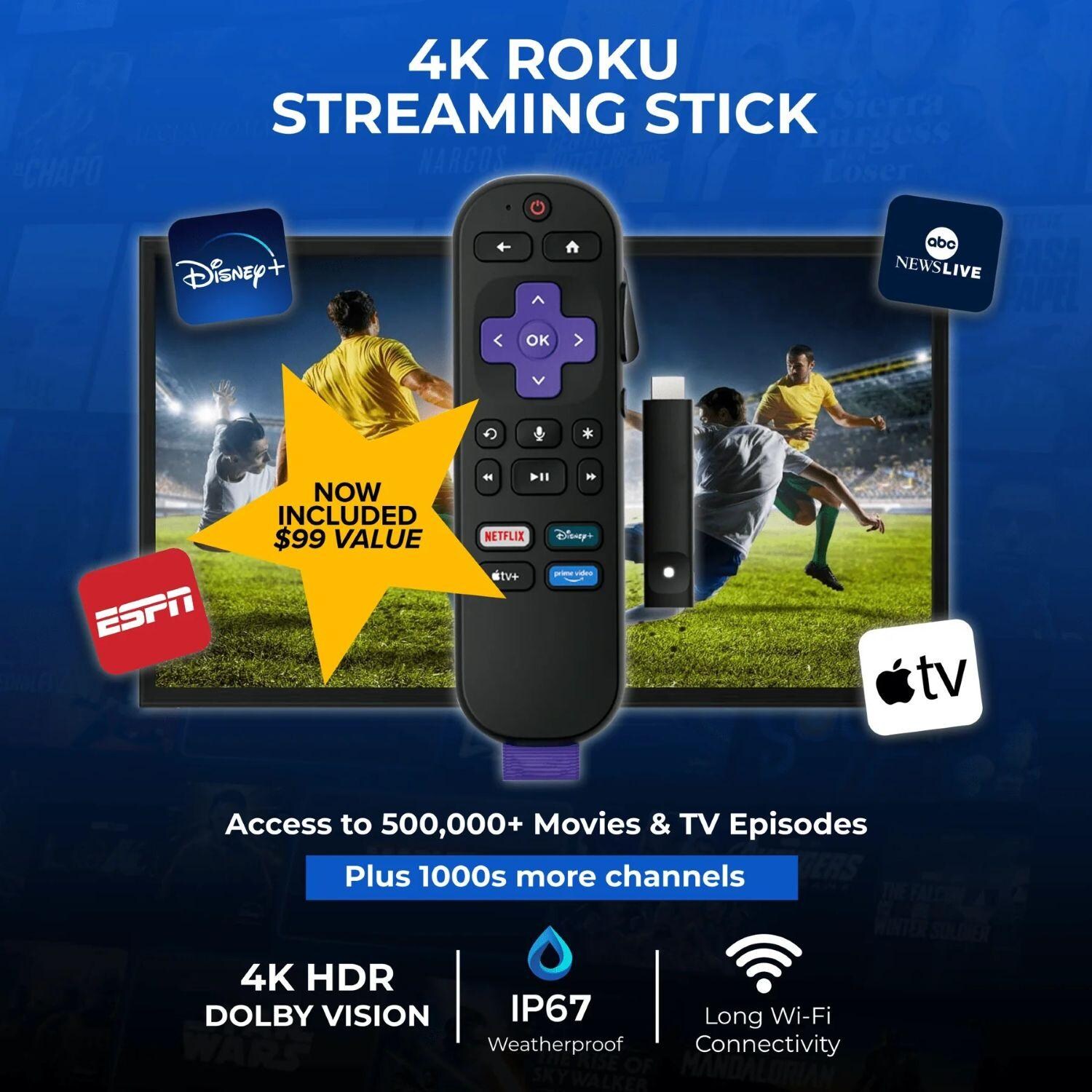 Titan L300-QNED-075 L300 Series 75-in Full Sun w/ Premium TV Cover & Roku Stick 4K QNED Smart Outdoor TV  - 4K Roku Streaming Stick Included - Detail thumbnail