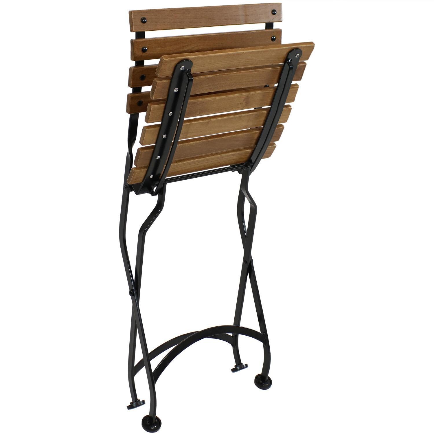Ultimate Patio European 4-Piece Chestnut Folding Bistro Side Chair Set - Chair Folded For Compact Storage thumbnail
