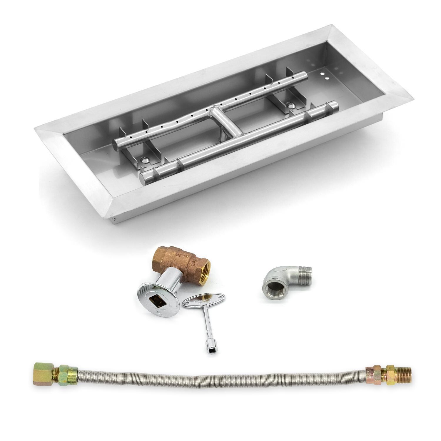 BBQGuys Signature 18-Inch Rectangular Drop-In Pan W/ 13-Inch Natural Gas H-Burner & Connection Kit image