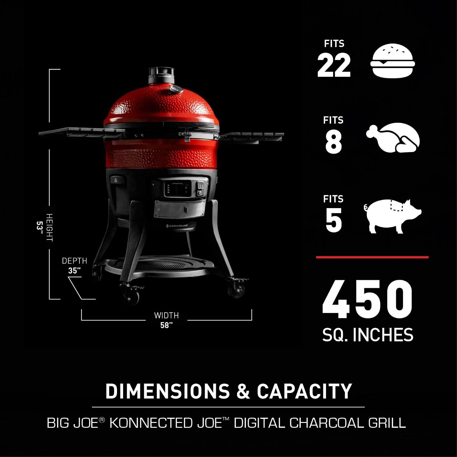 Kamado Joe KJ15042425 Big Joe Konnected Joe - Dimensions & Capacity - Detail thumbnail