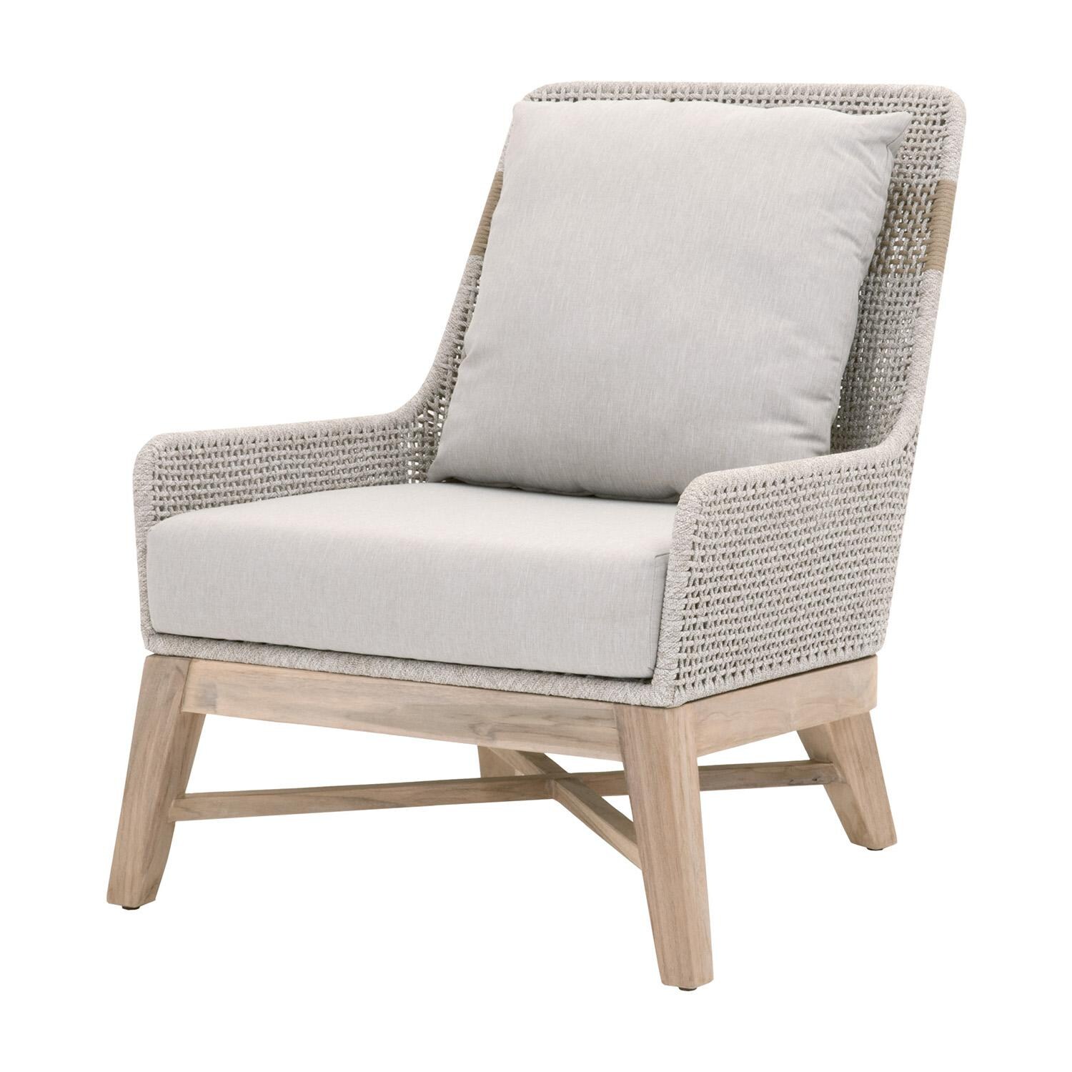 Cocoa Way Woven Rope Club Chair in Taupe & White By Lakeview - Angled View thumbnail
