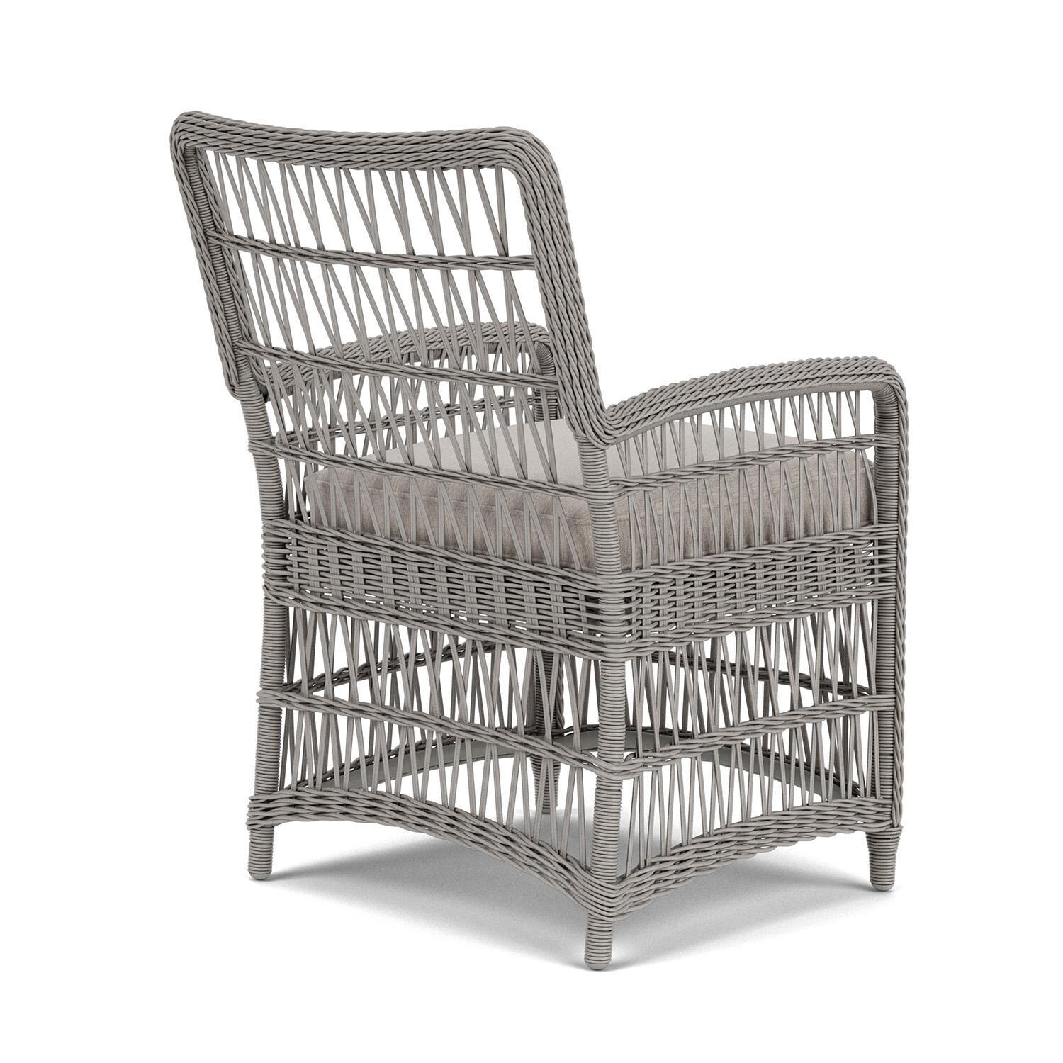 Lloyd Flanders Mackinac Dining Armchair in Putty Finish with Remy Cloud Fabric - Rear Right thumbnail