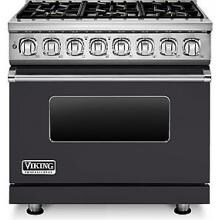 Viking Professional 7 Series 36-Inch 6 Burner Propane Gas Dual Fuel Range - Graphite Gray - VDR7366BGGLP image