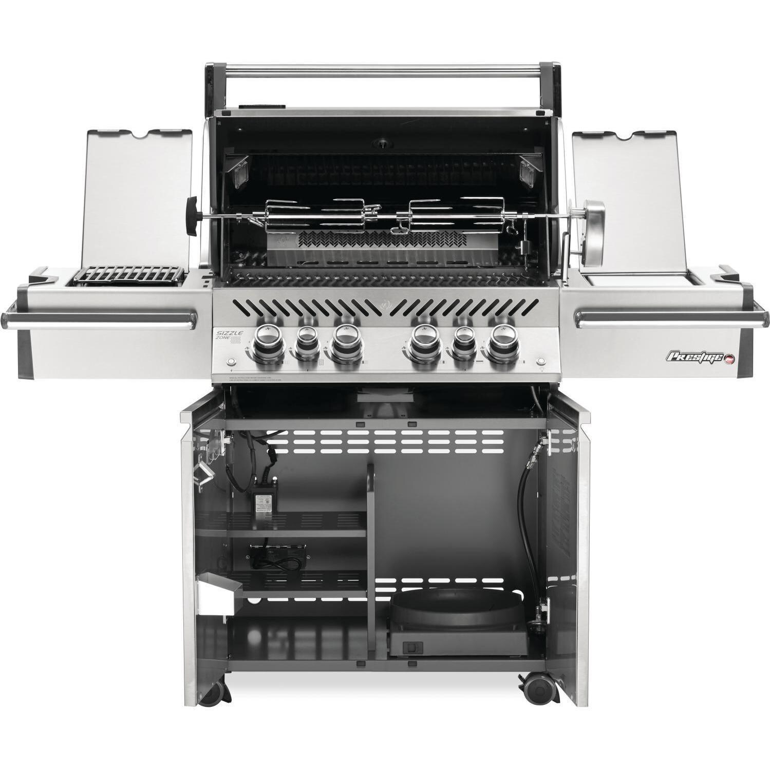 Napoleon Prestige PRO 500 Natural Gas Grill with Infrared Rear Burner and Infrared Side Burners - PRO500RSIBNSS-3 (2019) - Open View - White Background thumbnail
