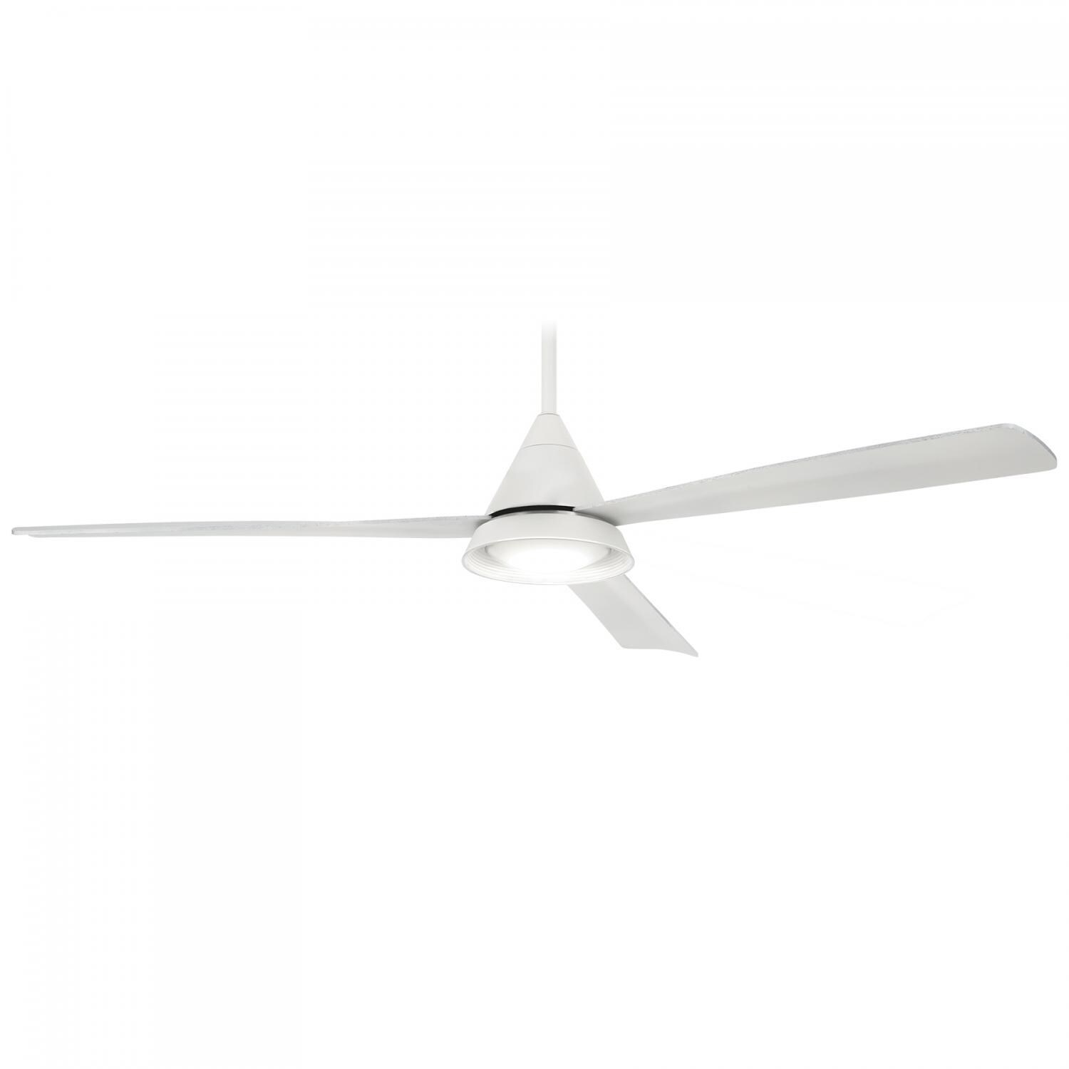 Minka-Aire F541L-WH Cone 54-Inch Convertible Blade LED Ceiling Fan in White Finish w/ White Blades - & Etched Lens - Short Downrod thumbnail
