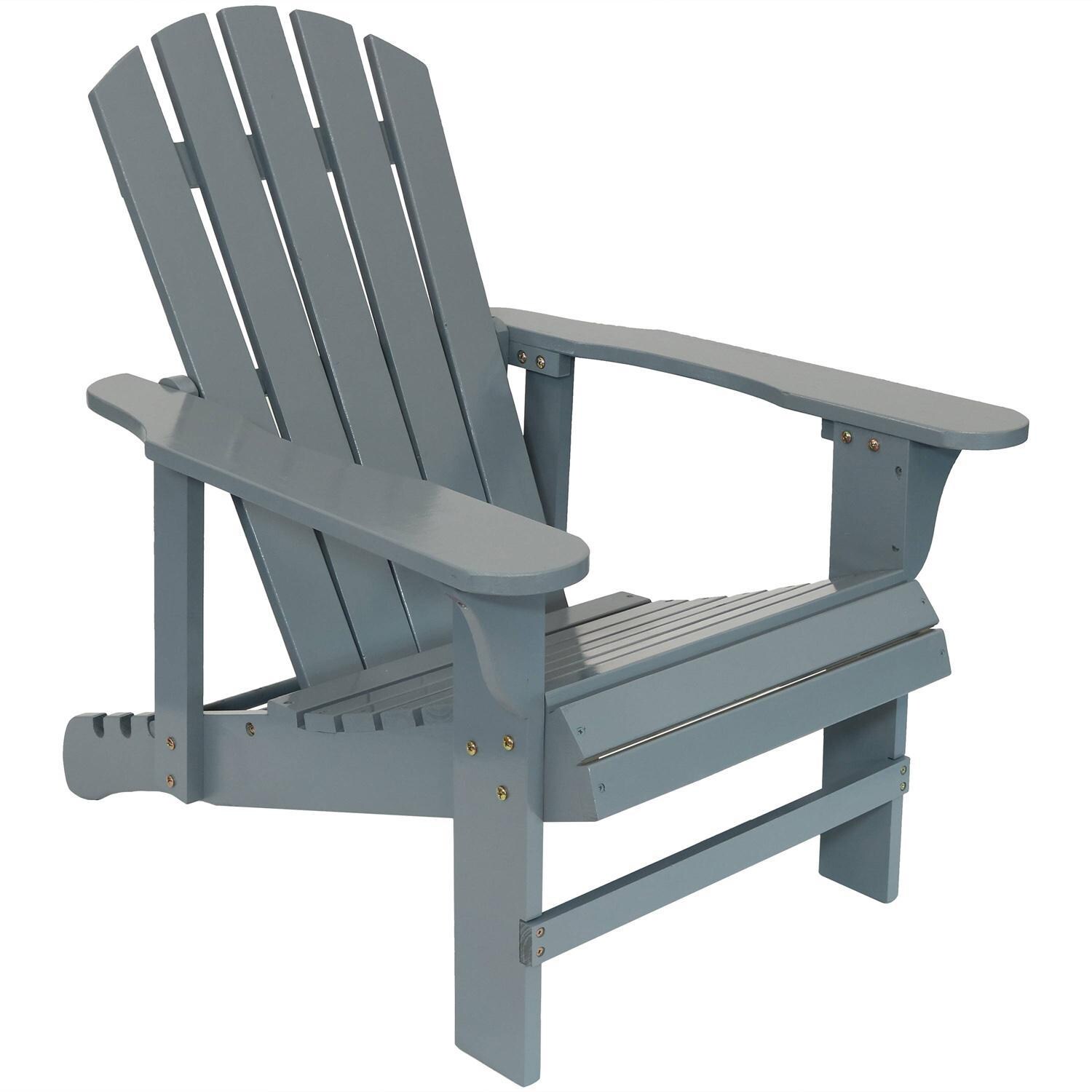 Ultimate Patio Wooden Adirondack Chair W/ Adjustable Backrest - Gray - Angled View thumbnail
