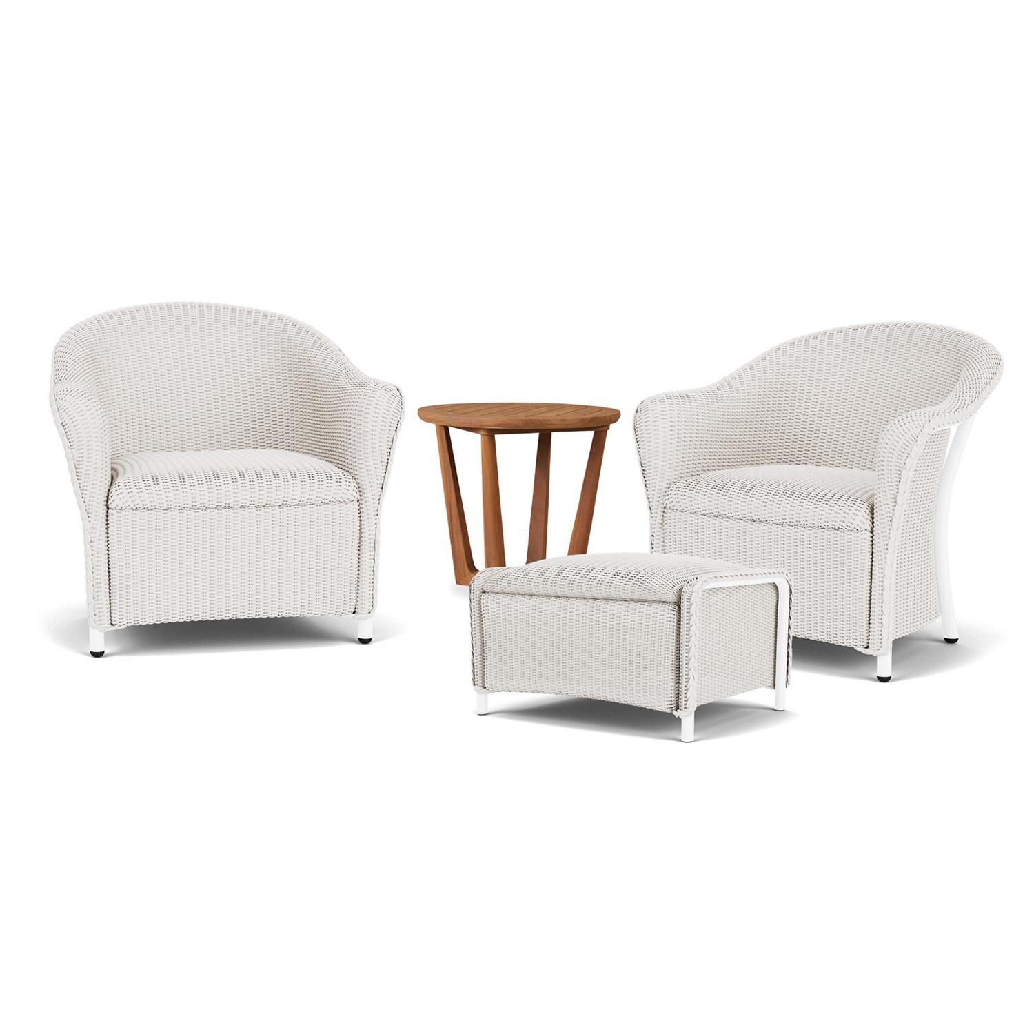 Lloyd Flanders Reflections 4-Piece Seating Set W/ Ottoman & End Table in White Finish thumbnail