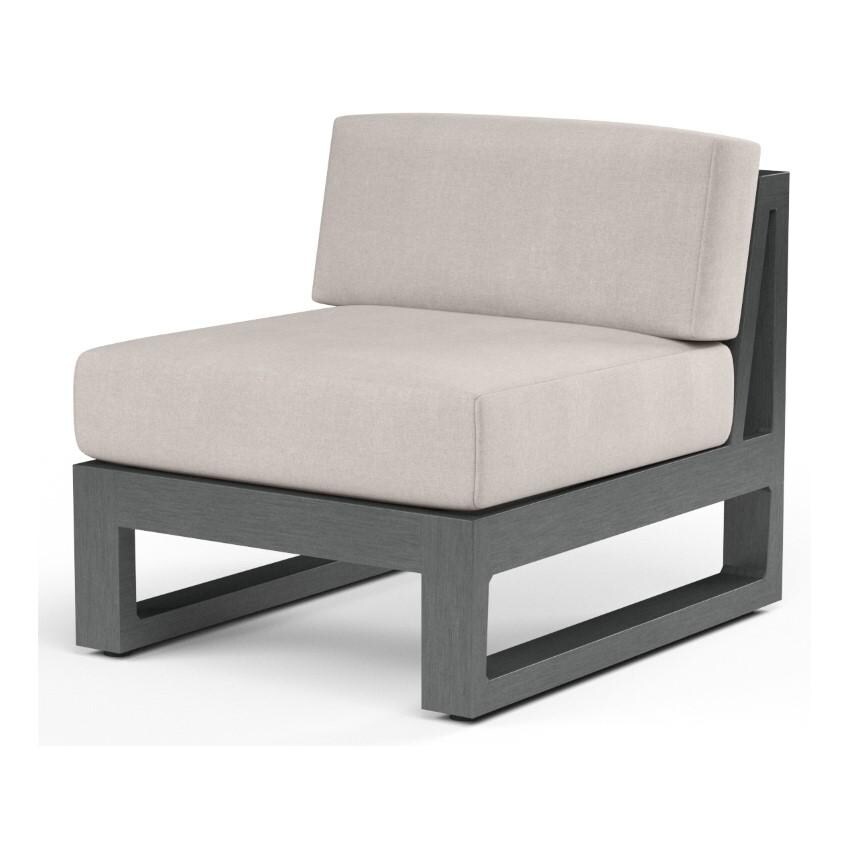 Redondo Aluminum Armless Club Chair in Slate/Canvas Natural by Sunset West