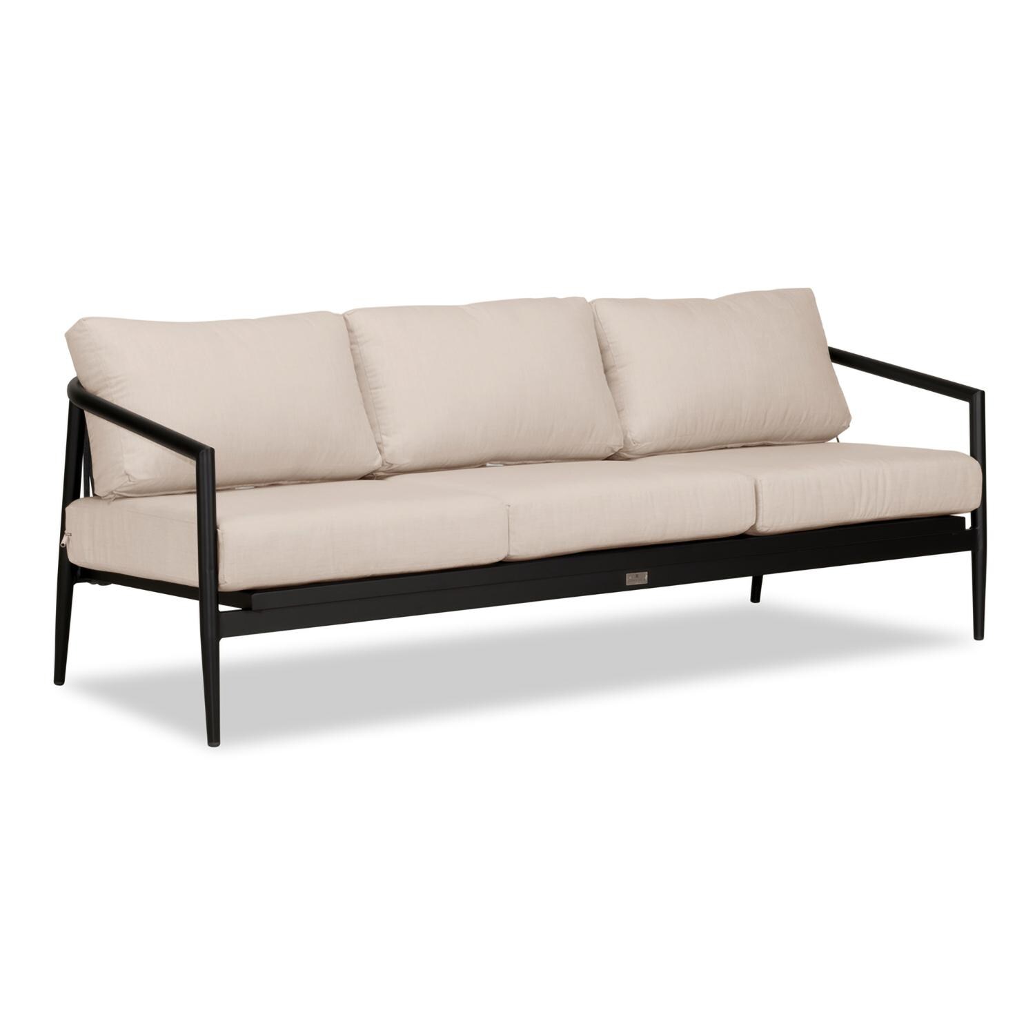 Lakeview Midnight Cove 3 Person Aluminum Sofa in Black/Carbon/Canvas Flax - Angled - White Background thumbnail