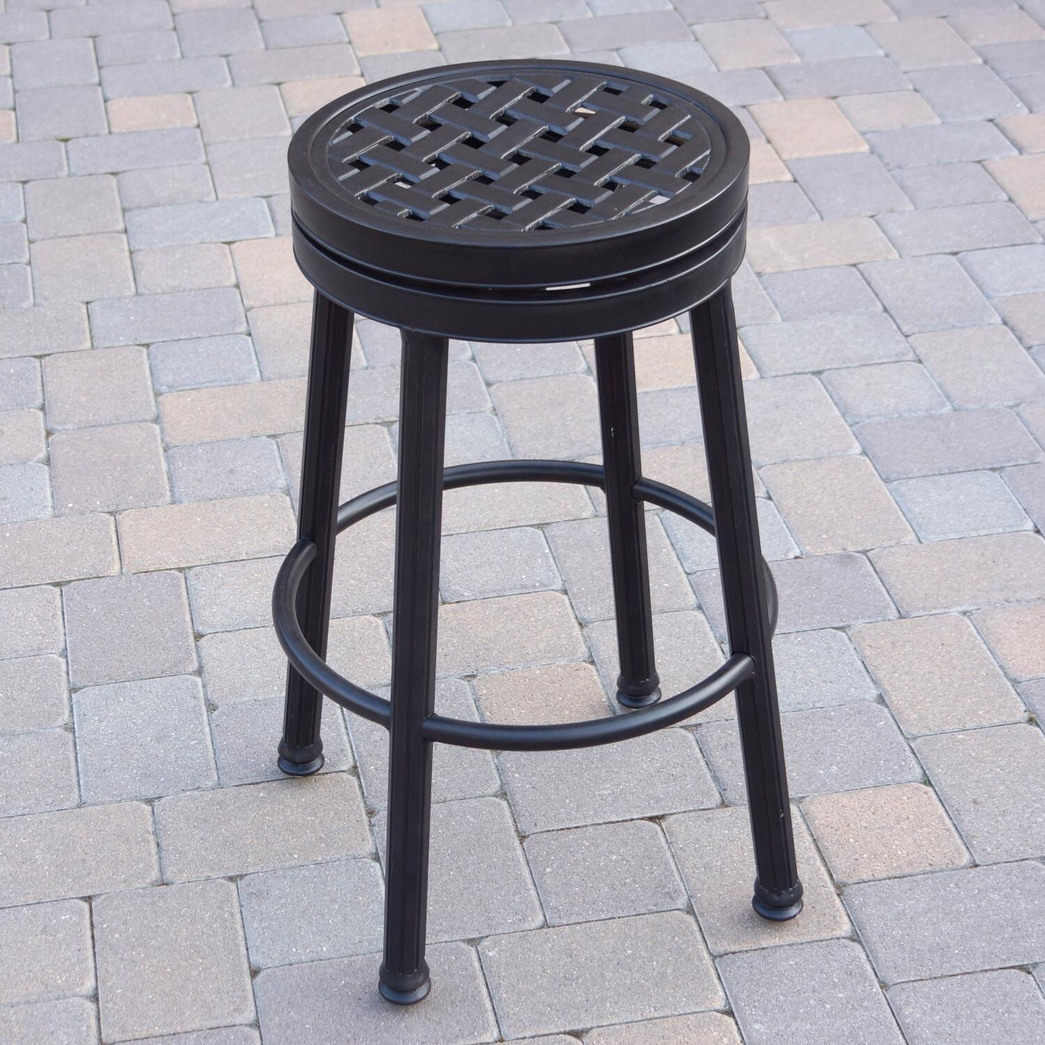 Darlee 1210-7-6 Classic 6 Piece Cast Aluminum Backless Swivel Bar Darlee Stool Set W/ Sesame Cushions - Frame thumbnail