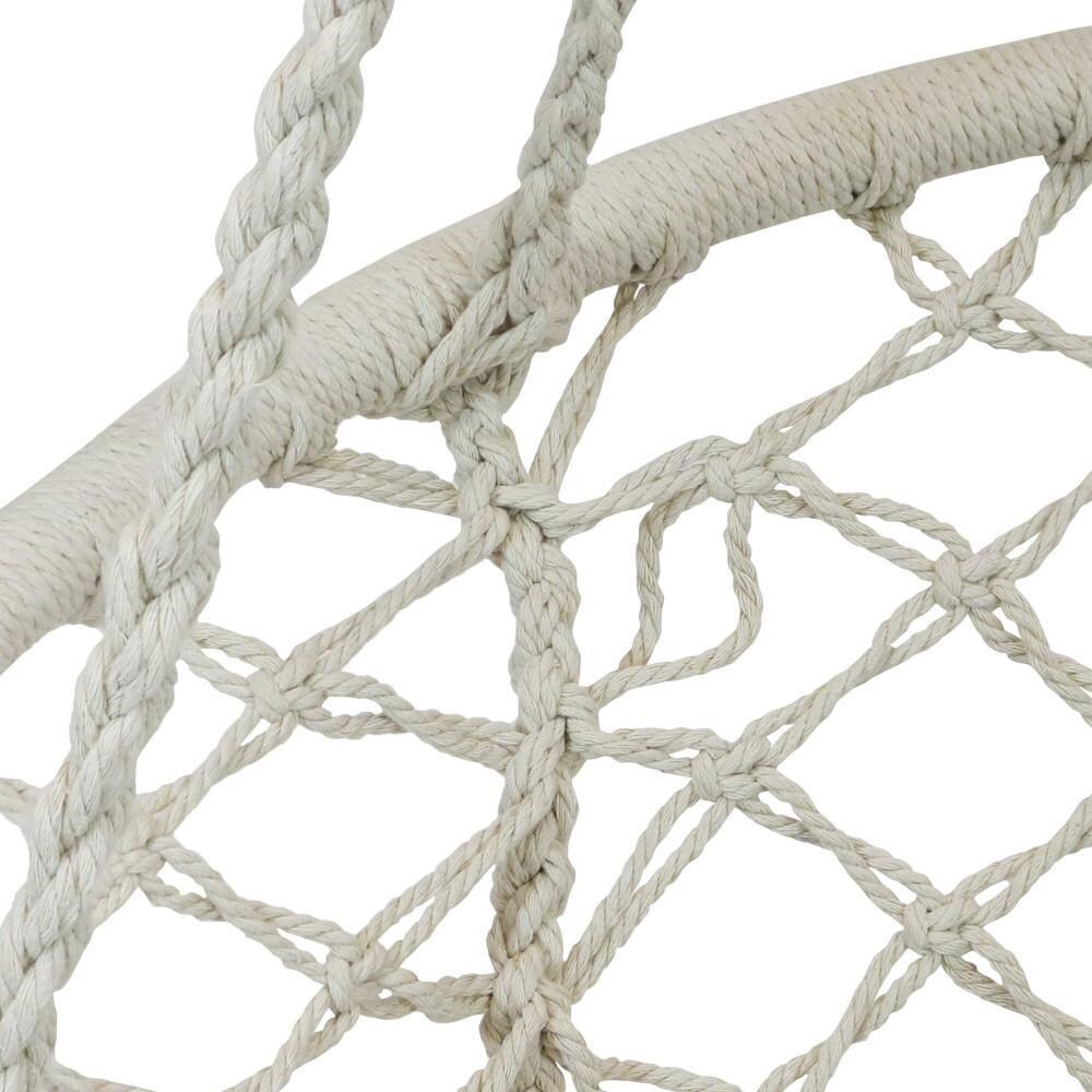 Ultimate Patio Macrame Hanging Hammock Chair w/ Tassels & Cushion - Off-White - Rope Detail thumbnail