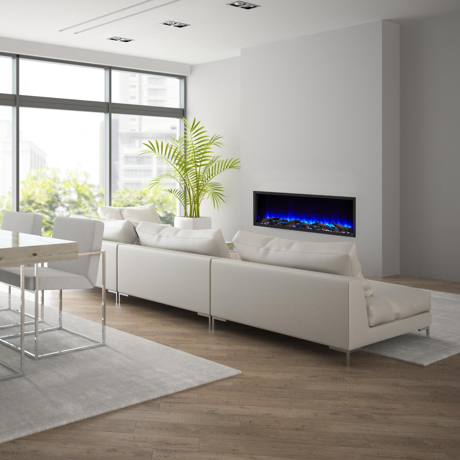 SimpliFire Scion 55Inch Linear BuiltIn Electric Fireplace SFSC55BK BBQGuys