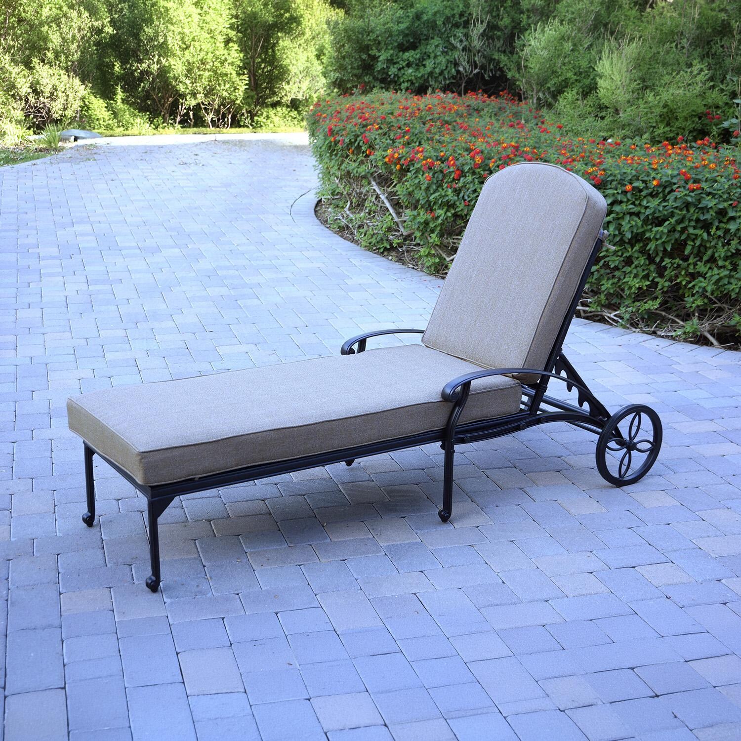Darlee Elisabeth Cast Aluminum Chaise Lounge in Antique Bronze/Beige - Lifestyle thumbnail