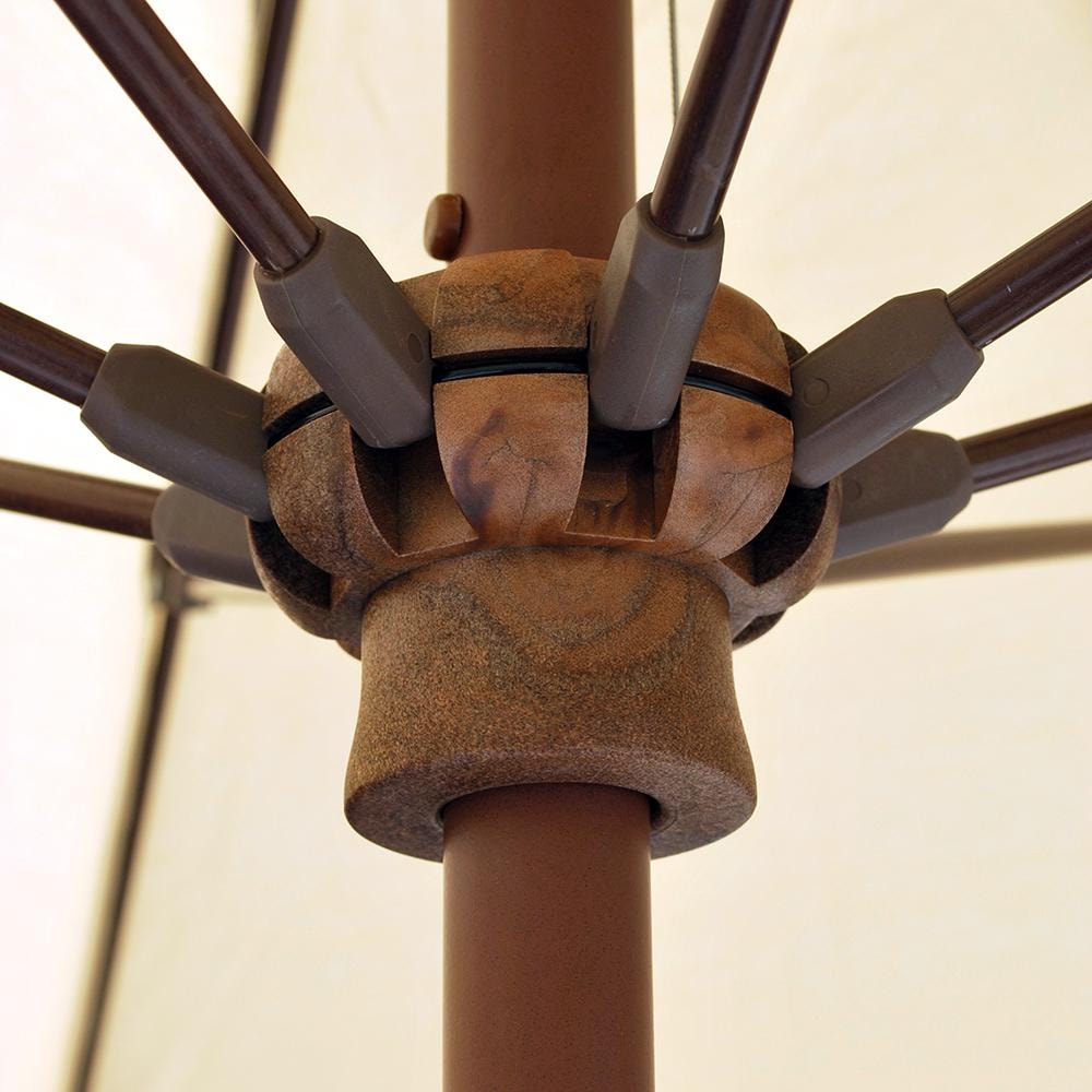 Galtech 9 Ft. Octagonal Patio Umbrella W/ Crank Lift - Hub Detail - Shown In Mocha Finish