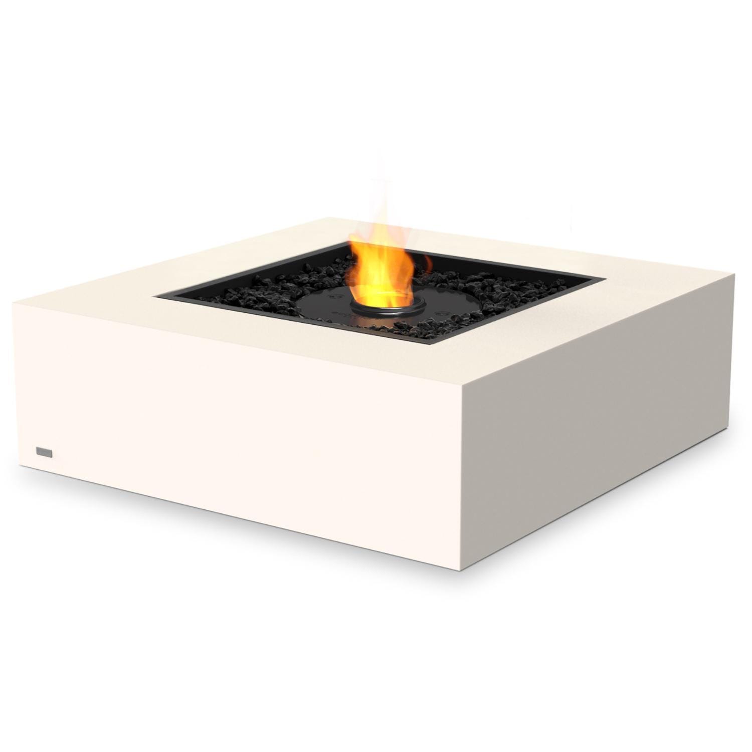 EcoSmart Fire ESF.O.BAS.40.BO.B Base 40 Inch Black Burner Square Concrete Ethanol Fire Pit Table in Bone - Small Flame - White Background thumbnail