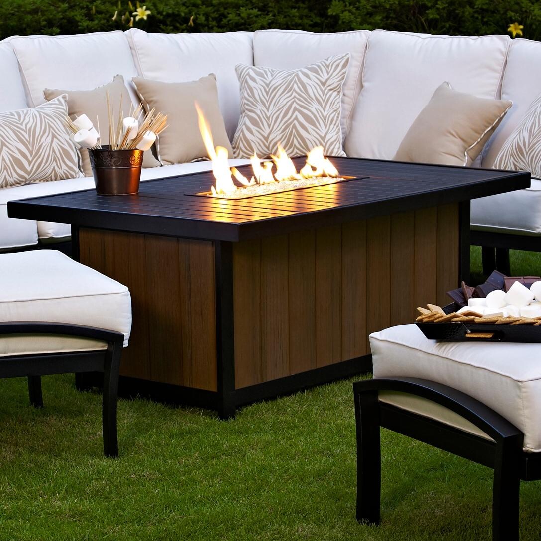 Meadowcraft Maddux Slat Top Propane Firepit Table Charcoal Meadowcraft Maddux Slat Top Propane Firepit Table Charcoal