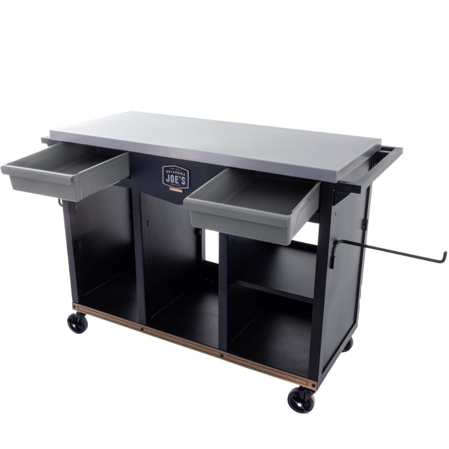 Oklahoma Joe's 23252169 Workstation DLX Prep & Storage Cart - Drawers Open - White Background thumbnail