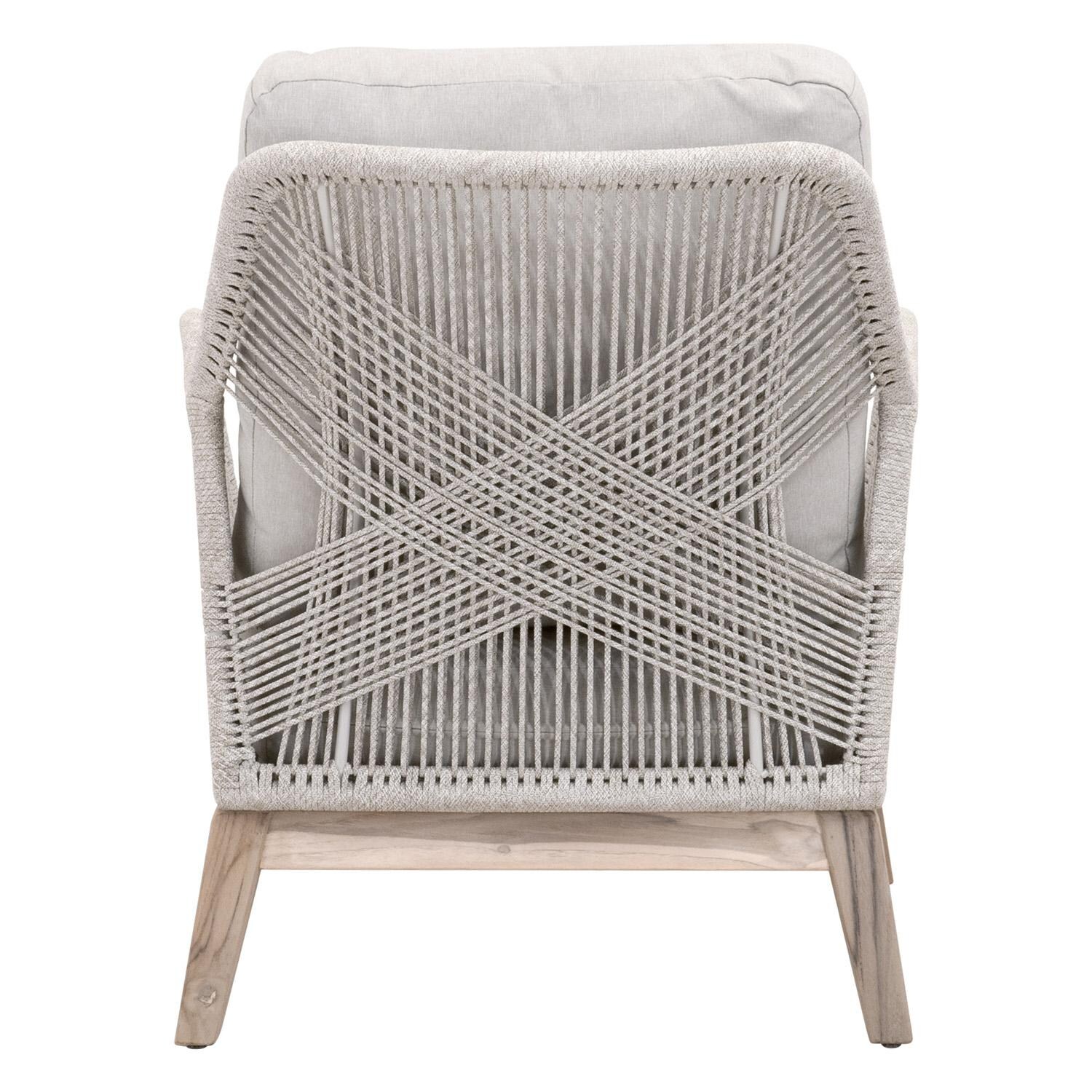Lakeview Peninsula Way Woven Rope Club Chair in Taupe & White - Back View thumbnail