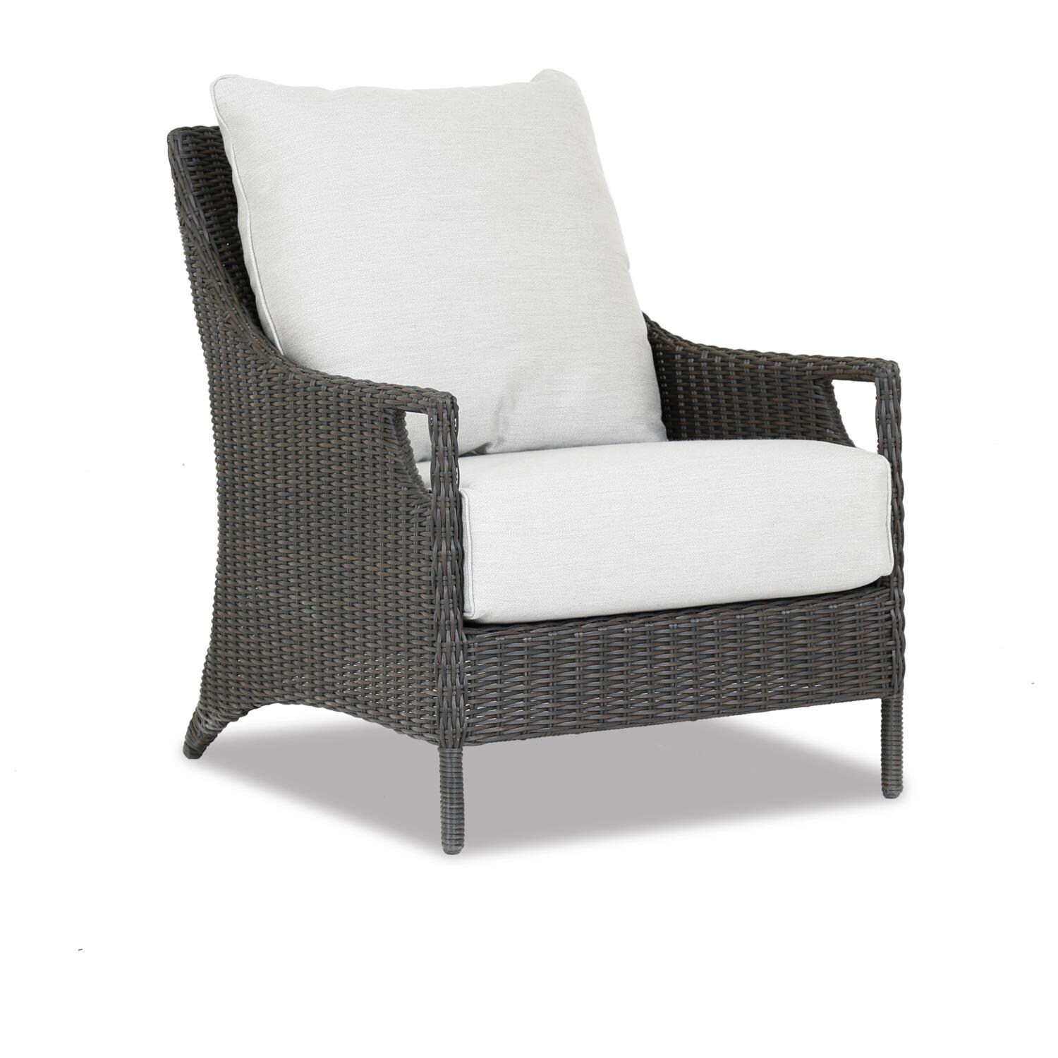 Lagos Wicker Patio Club Chair W/ Sunbrella Canvas Flax Cushions By Sunset West image