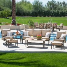 Laguna 7 Piece Aluminum Patio Deep Seating Conversation Set With Sofa & 2 Swivel Rockers By Coyote Outdoor Furniture image