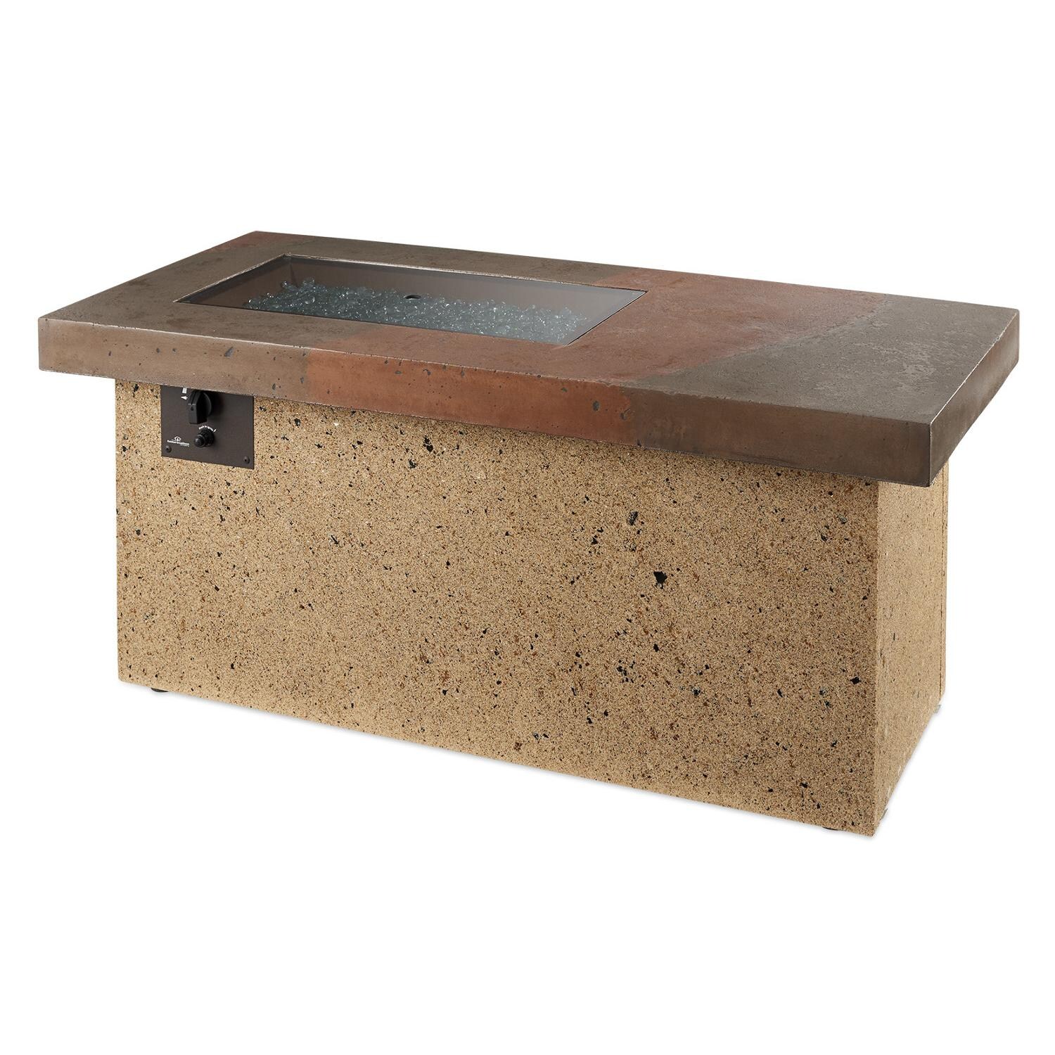 The Outdoor GreatRoom Company Artisan Linear Gas Fire Pit Table - Includes grey glass burner cover thumbnail