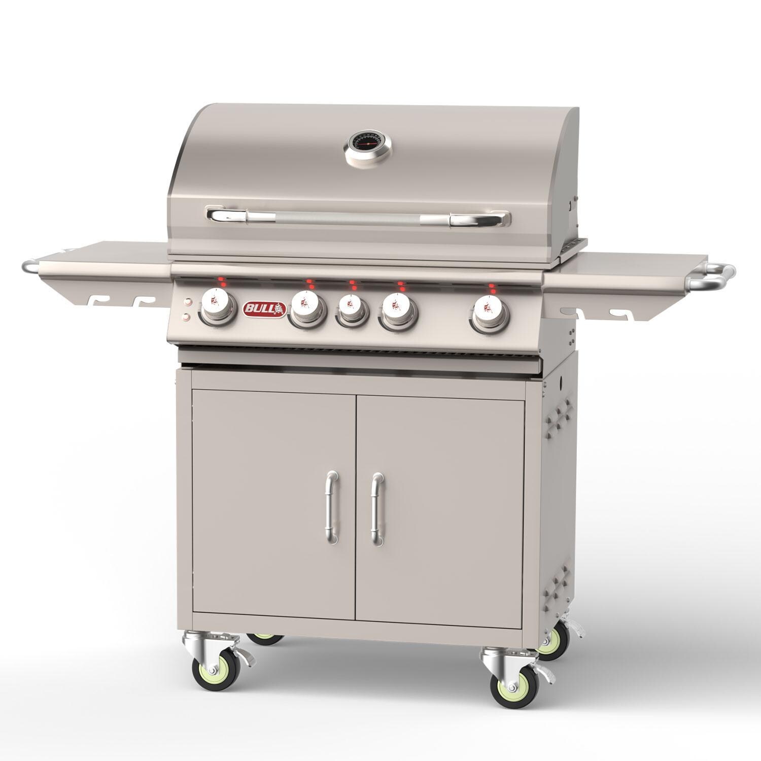 Bull 44000 Angus 30-in 4-Burner Freestanding Propane Gas Grill - Hood Down - Left View - White Background thumbnail