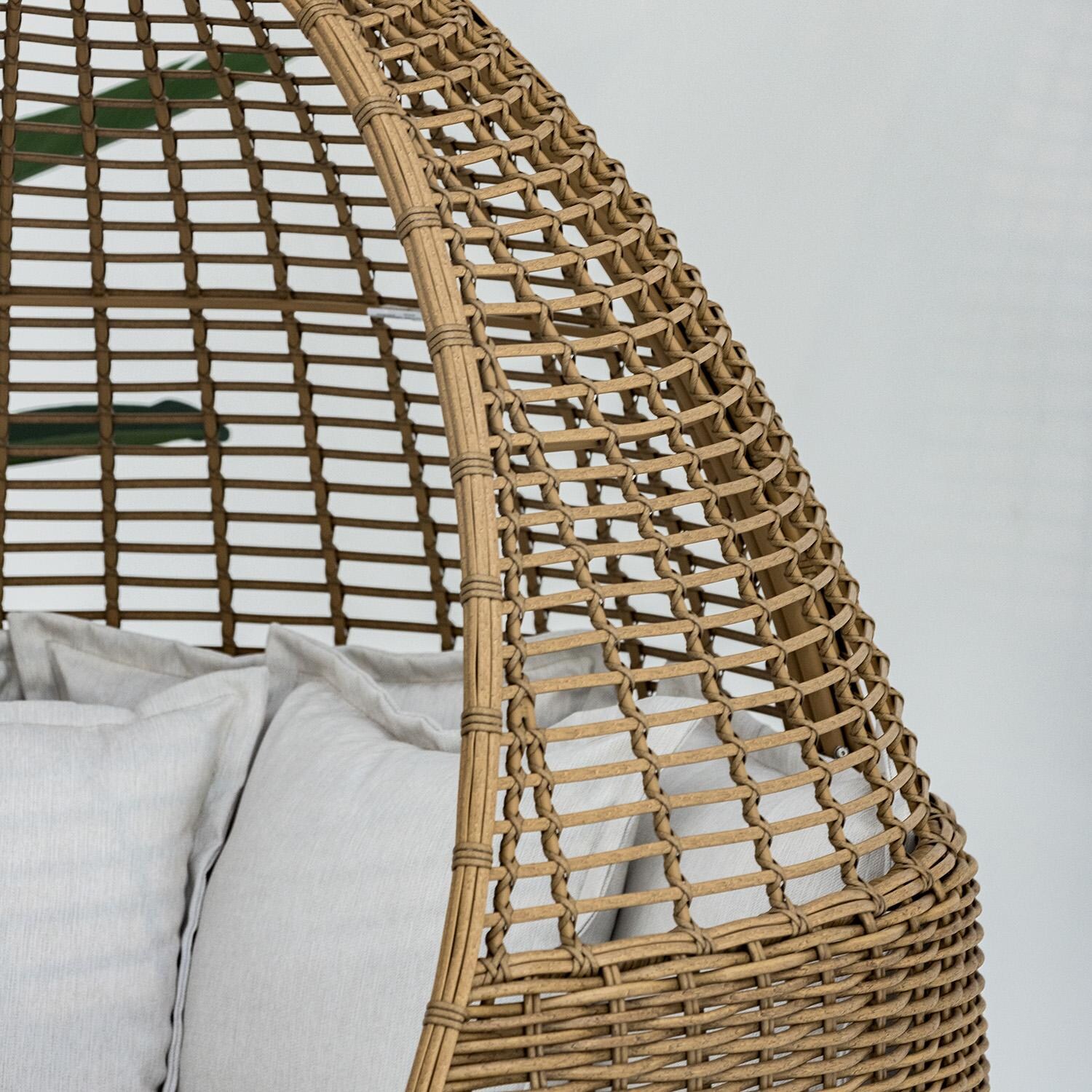 Playa Resin Wicker Daybed in Medium Wood/Soothe Pearl by Sunset West - Side - Detail thumbnail