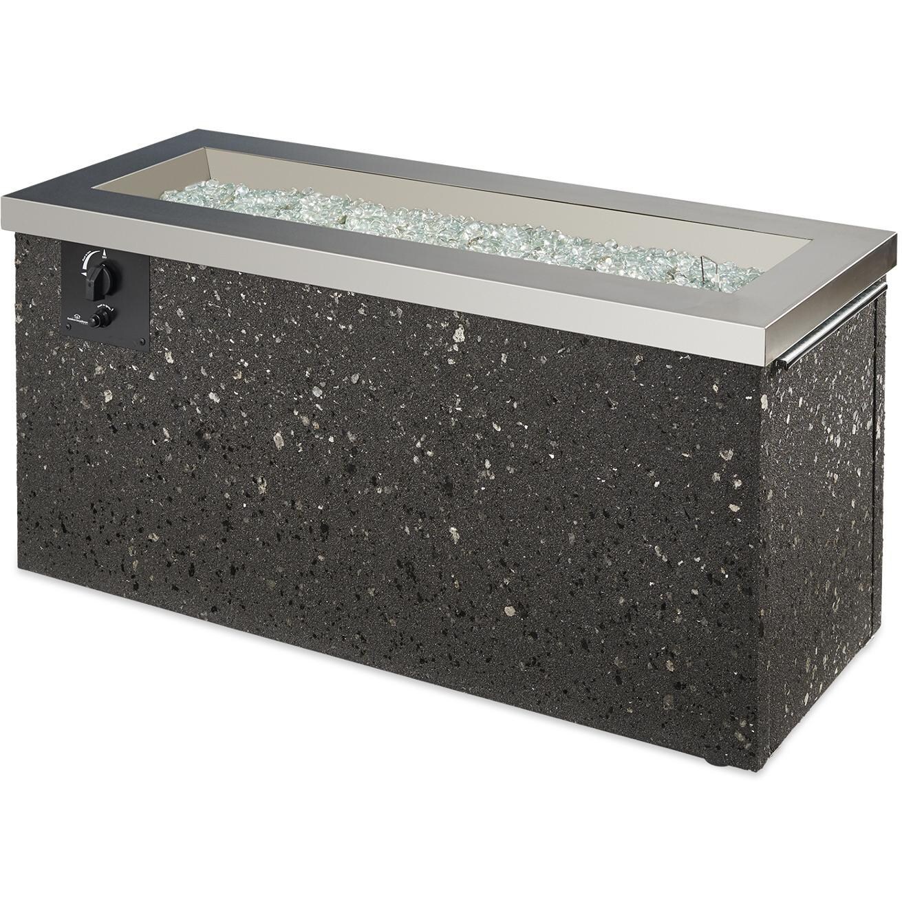 The Outdoor GreatRoom Company Key Largo Linear Gas Fire Pit Table - Stainless Steel - No Flame thumbnail