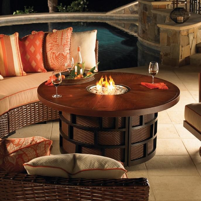 Tommy Bahama 3120-920FG Ocean Club Resort Patio Propane Fire Pit Table w/ Weatherstone Top & Remote Control - On the Patio thumbnail