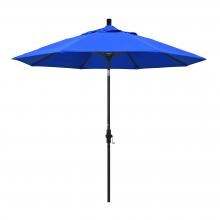 California Umbrella 9 Ft. Octagonal Aluminum Collar Tilt Patio Umbrella W/ Crank Lift & Aluminum Ribs - Stone Black Frame / Sunbrella Canvas Pacific Blue Canopy