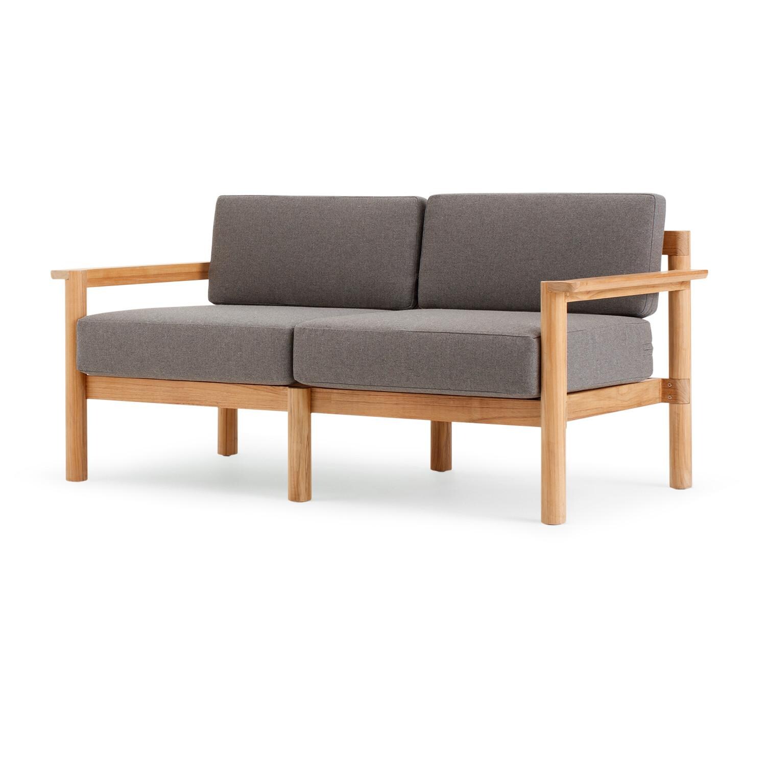 Neighbor Loveseat W/ Teak Arms - Sunbrella Greystone image
