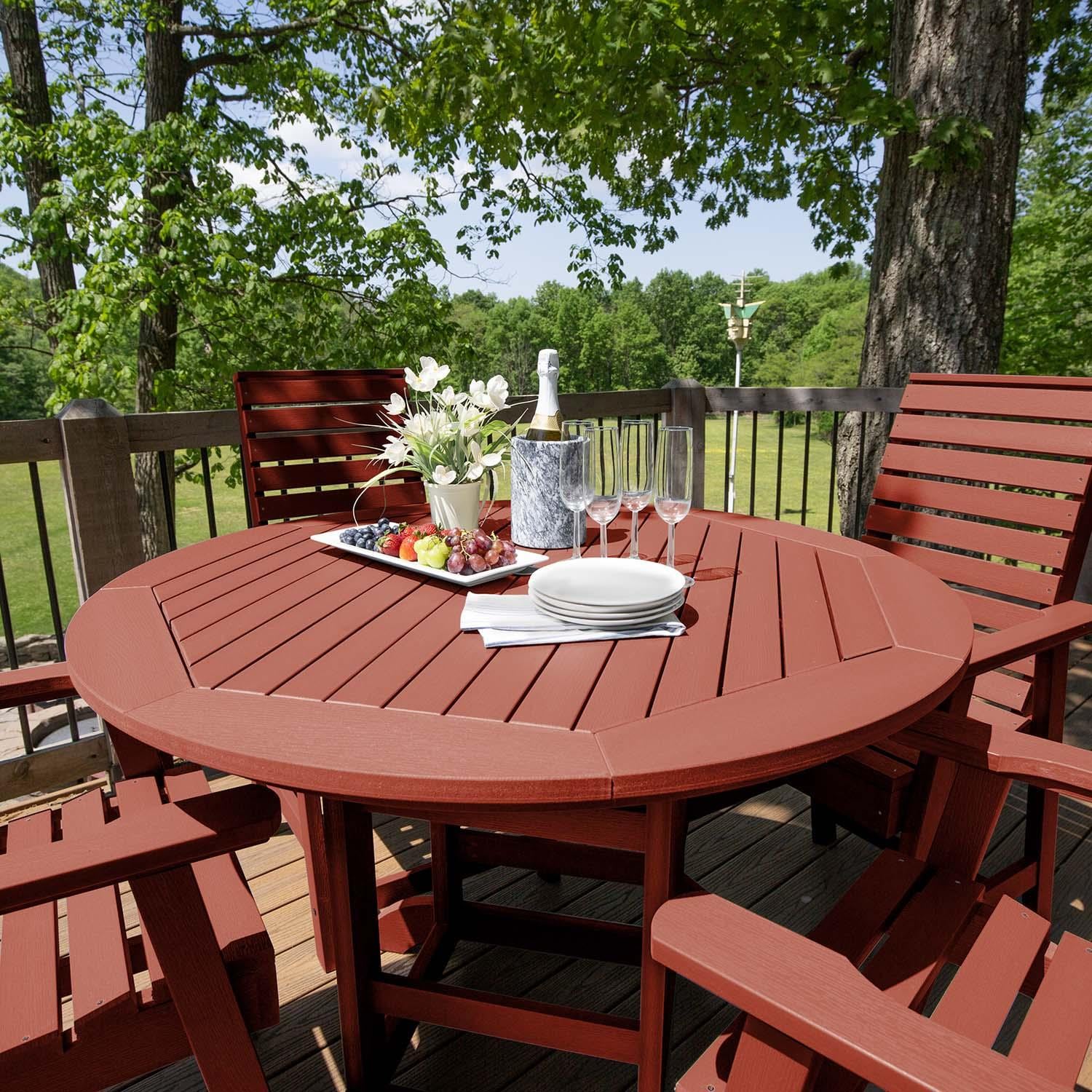 Elm Pointe 5 Pc Set Recycled Plastic Counter Height Dining Set In Rustic Red By Lakeview - Detail thumbnail