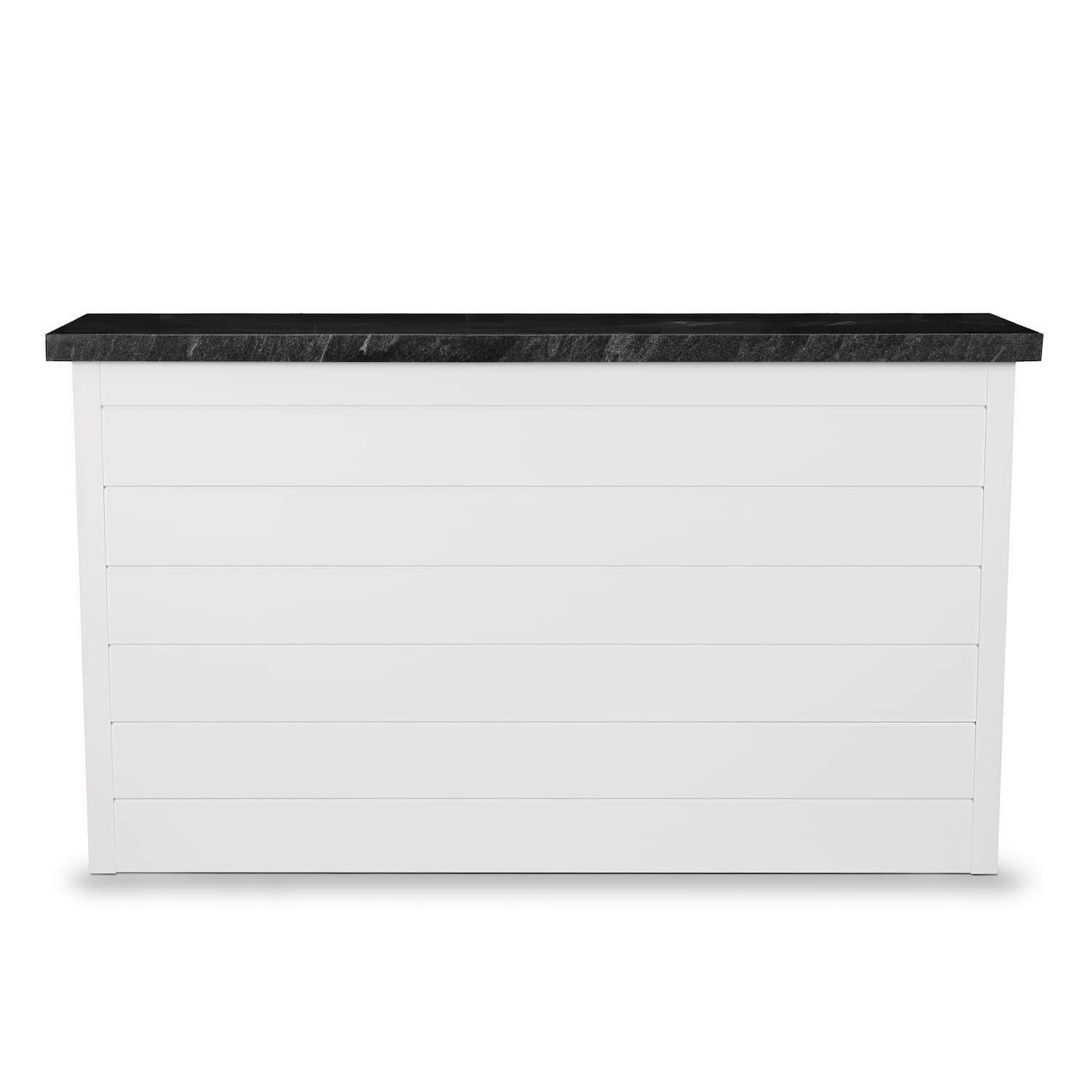 BBQGuys Signature 72 Inch 360 Degree Swivel Outdoor TV Lift Cabinet | Crystal White w/ Black Granite